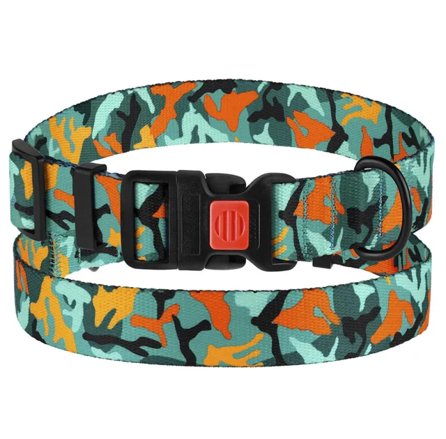 Ошейник BronzeDog Urban Camo, для собак, нейлоновый, фастекс пластиковый, зелёный, 30-40×2 см