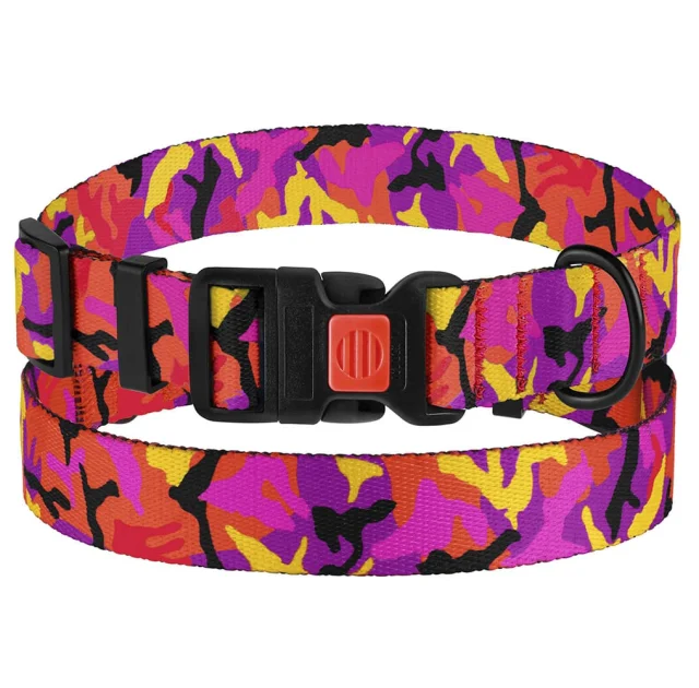 Ошейник BronzeDog Urban Camo, для собак, нейлоновый, фастекс пластиковый, розовый, 30-40×2 см