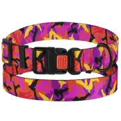 Ошейник BronzeDog Urban Camo, для собак, нейлоновый, фастекс пластиковый, розовый, 35-53×2.5 см