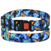 Ошейник BronzeDog Urban Camo, для собак, нейлоновый, фастекс пластиковый, синий, 35-53×2.5 см