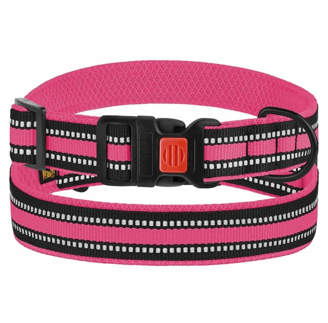 Ошейник BronzeDog Urban Mesh, для собак, нейлон и 3-D сетка, фастекс пластик, розовый, 35-45×2.5 см