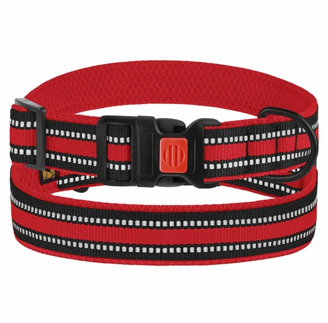 Ошейник BronzeDog Urban Mesh, для собак, нейлон и 3-D сетка, фастекс пластик, красный, 35-45×2.5 см