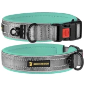 Ошейник BronzeDog Sport, для собак, неопрен, фастекс пластик, серо-бирюзовый, 51-59×2.5 см