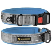Ошейник BronzeDog Sport, для собак, неопрен, фастекс пластик, серо-голубой, 51-59×2.5 см