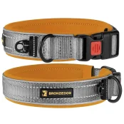 Ошейник BronzeDog Sport, для собак, неопрен, фастекс пластик, серо-оранжевый, 36-43×2 см