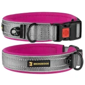Ошейник BronzeDog Sport, для собак, неопрен, фастекс пластик, серо-розовый, 51-59×2.5 см