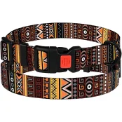 Ошейник BronzeDog Urban, для собак, нейлоновый, фастекс пластик, принт этнический, оранжевый, 25-33×1.6 см