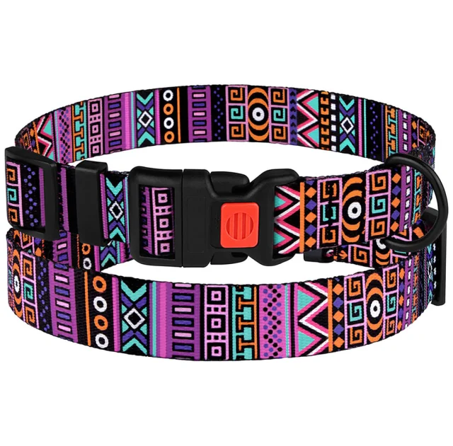 Ошейник BronzeDog Urban, для собак, нейлоновый, фастекс пластик, принт этнический, фиолетовый, 30-40×2 см