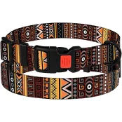 Ошейник BronzeDog Urban, для собак, нейлоновый, фастекс пластик, принт этнический, оранжевый, 30-40×2 см