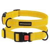 Нашийник BronzeDog Cotton, для собак, брезент, світловідбиваючий, фастекс пластик, жовтий, 30-40×2 см
