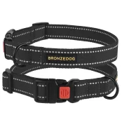 Нашийник BronzeDog Cotton, для собак, брезент, світловідбиваючий, фастекс пластик, графіт, 35-53×2.5 см
