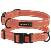 Ошейник BronzeDog Cotton, для собак, светоотражающий, фастекс пластик, оранжевый, 35-53×2.5 см