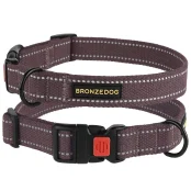 Ошейник BronzeDog Cotton, для собак, брезент, светоотражающий, фастекс пластик, черри, 25-33×1.6 см