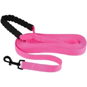 Поводок BronzeDog Active для собак, нейлоновый с мягкой ручкой, розовый, 9 м×2.5 см