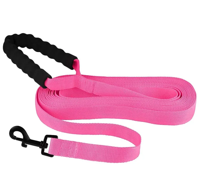 Поводок BronzeDog Active для собак, нейлоновый с мягкой ручкой, розовый, 9 м×2.5 см