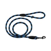 Поводок BronzeDog Active для собак, светоотражающий, чёрно-голубой, 183×1.2 см
