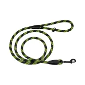 Поводок BronzeDog Active для собак, светоотражающий, чёрно-салатовый, 183×1.2 см