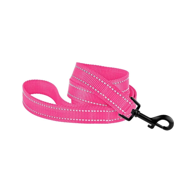 Поводок BronzeDog Active для собак, светоотражающий нейлон, розовый, 152×1.6 см