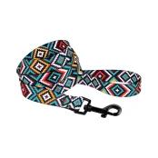Поводок BronzeDog Tribal для собак, нейлон, принт гуцульский, ментоловый, 152×1.6 см