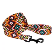 Поводок BronzeDog Tribal для собак, нейлон, принт гуцульский, оранжевый, 152×1.6 см