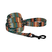 Поводок BronzeDog Tribal для собак, нейлон, принт этнический, ментоловый, 152×2.5 см