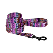 Поводок BronzeDog Tribal для собак, нейлон, принт этнический, фиолетовый, 152×2.5 см