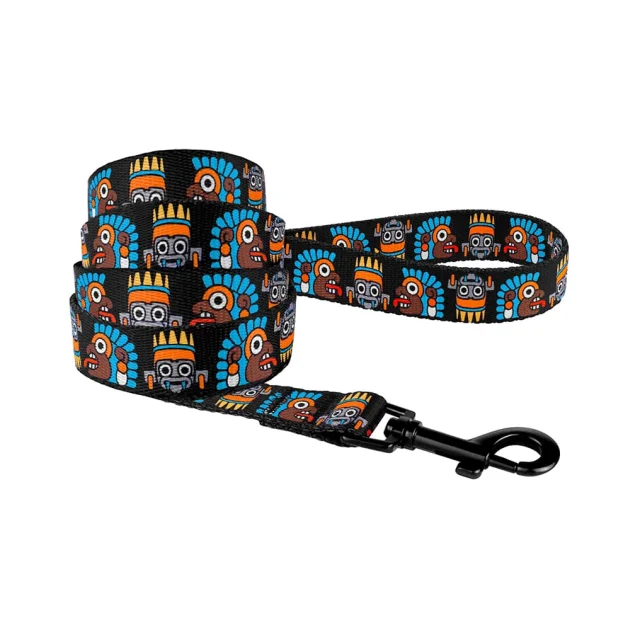 Повідець BronzeDog Tribal для собак, нейлон, принт маска, чорний, 152×1.6 см