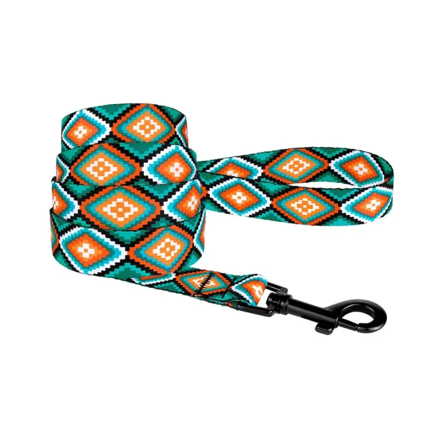 Повідець BronzeDog Tribal для собак, нейлон, принт ромби, 152×1.6 см