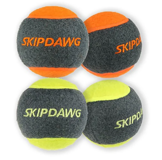 Набор мячей для собак BronzeDog Skipdawg tennis ball, с пищалкой, 4 штуки по 6.4 см