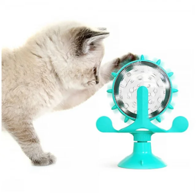 Игрушка-кормушка для кошек BronzeDog PetFun, на присоске, ментоловый, 14×17 см