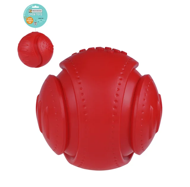 Игрушка для собак BronzeDog Chew Ball, со звуковым эффектом, красный, 15.2 см