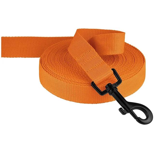Поводок BronzeDog Active для собак, нейлоновый с мягкой ручкой, оранжевый, 9 м×2.5 см