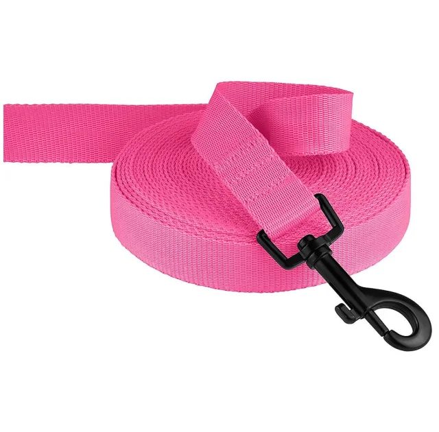 Поводок BronzeDog Active для собак, нейлоновый с мягкой ручкой, розовый, 9 м×2.5 см