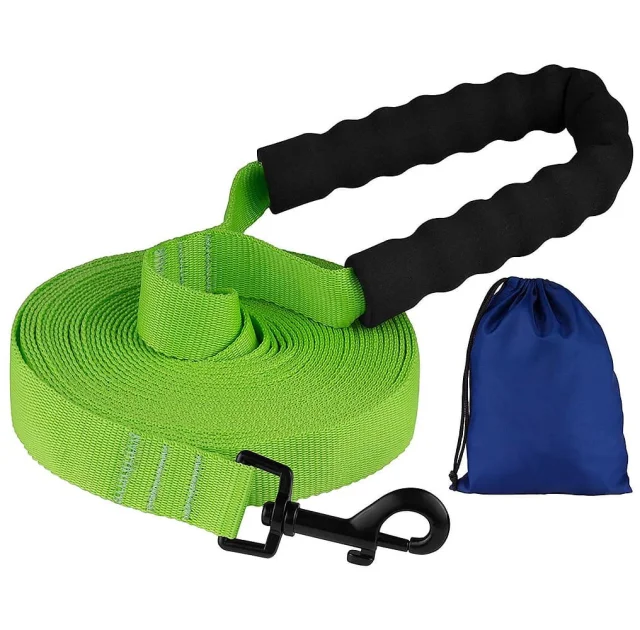 Поводок BronzeDog Active для собак, нейлоновый с мягкой ручкой, салатовый, 6 м×2.5 см