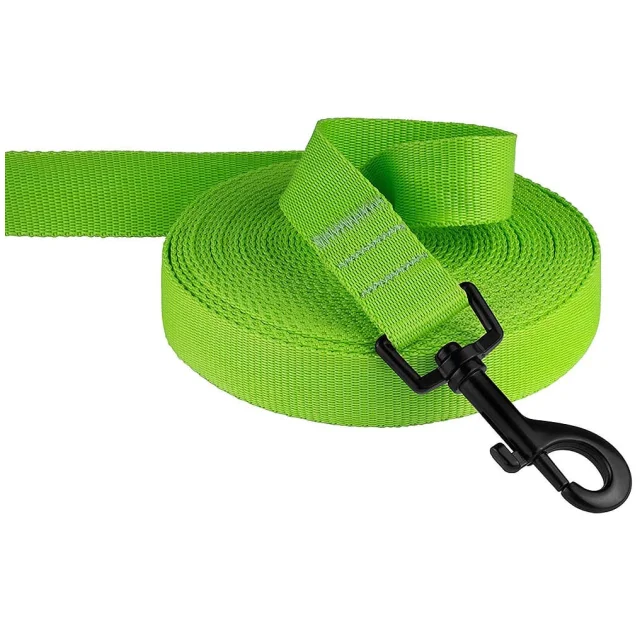 Поводок BronzeDog Active для собак, нейлоновый с мягкой ручкой, салатовый, 9 м×2.5 см