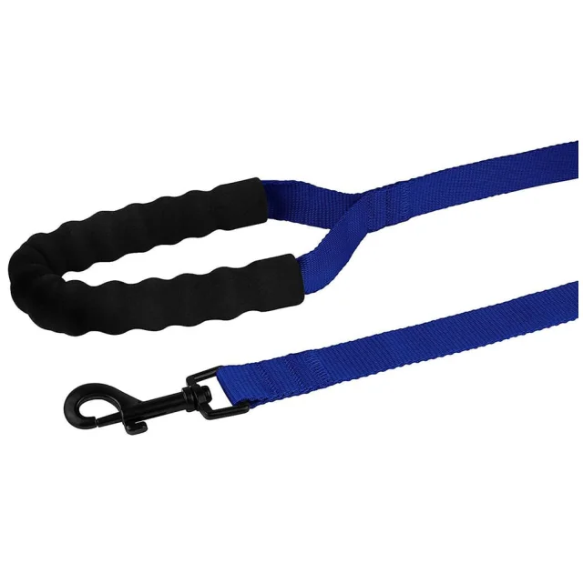 Поводок BronzeDog Active для собак, нейлоновый с мягкой ручкой, синий, 9 м×2.5 см