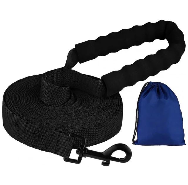 Поводок BronzeDog Active для собак, нейлон, с мягкой ручкой, чёрный, 6 м×2.5 см