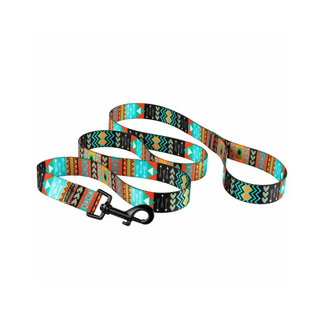 Поводок BronzeDog Tribal для собак, нейлон, принт ацтеки, 152×2.5 см