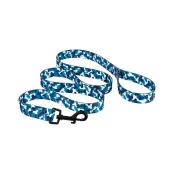 Поводок BronzeDog Urban для собак, нейлон, принт косточки, голубой, 152×1.6 см
