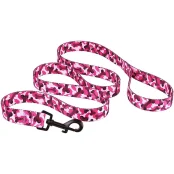 Поводок BronzeDog Urban для собак, нейлон, принт косточки, розовый, 152×2 см