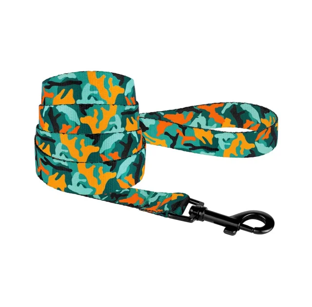 Поводок BronzeDog Camo для собак, нейлон, зелёный, 152×2 см