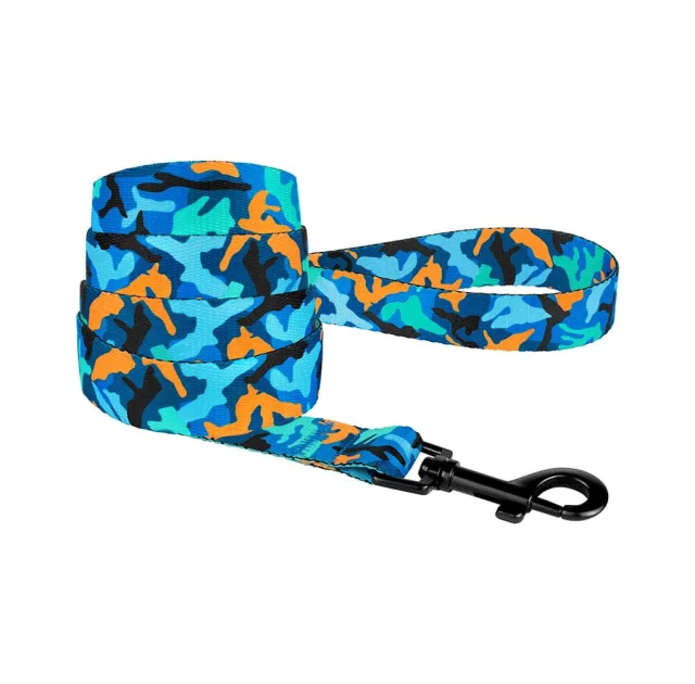 Поводок BronzeDog Camo для собак, нейлон, синий, 152×2 см