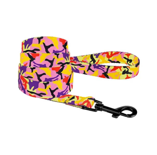Поводок BronzeDog Camo для собак, нейлон, оранжевый, 152×2.5 см