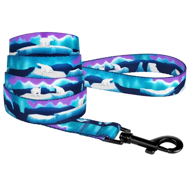Поводок BronzeDog Travel для собак, нейлон, принт Арктика, 152×2 см