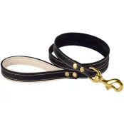 Поводок BronzeDog для собак, кожаный, литая латунная фурнитура, бежевый, 120×1.2 см
