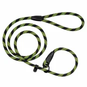 Ошейник-полуудавка BronzeDog Active для собак, светоотражающий, чёрно-салатовый, 183×1.2 см