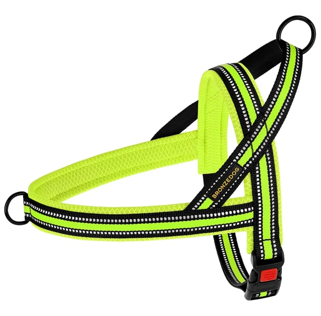 Шлея BronzeDog Mesh Скандинавская для собак, лимонный, 32-38 см