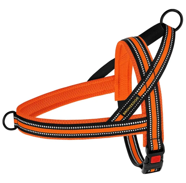 Шлея BronzeDog Mesh Скандинавская для собак, оранжевый, 32-38 см