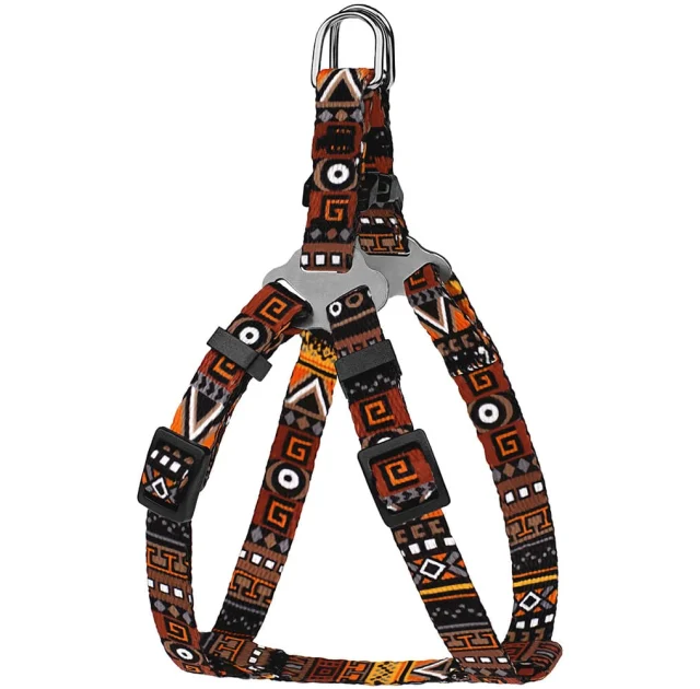 Шлея BronzeDog Tribal для собак, нейлон, принт етнічний, помаранчевий, 28-40 см