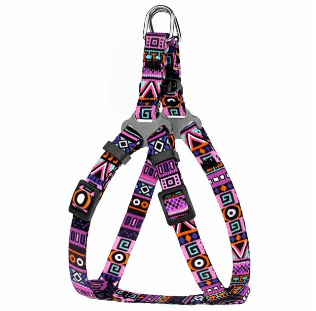 Шлея BronzeDog Tribal для собак, нейлон, принт этнический, фиолетовый, 28-40 см
